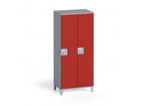 Šatní skříň dvoudílná 1400 x 600 x 400 mm, šedá/červená