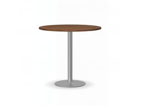Konferenční stolek FILIP II, průměr 800 mm, šedá podnož, deska ořech