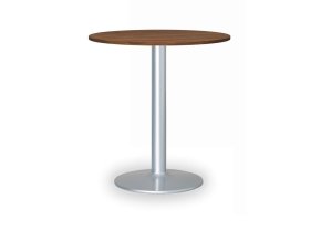 Konferenční stolek FILIP II, průměr 80 cm, šedá podnož, ořech