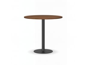 Konferenční stolek FILIP II, průměr 800 mm, černá podnož, deska ořech
