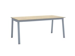 Jednací kancelářský stůl PRIMO BASIC, 180x90 cm, šedostříbrná podnož, dub přírodní