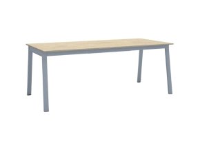 Jednací kancelářský stůl PRIMO BASIC, 200x90 cm, šedostříbrná podnož, dub přírodní
