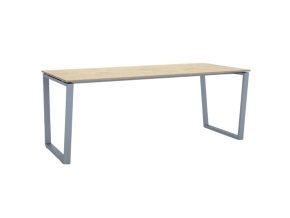Kancelářský stůl PRIMO IMPRESS, 200x90 cm, šedostříbrná podnož, dub přírodní