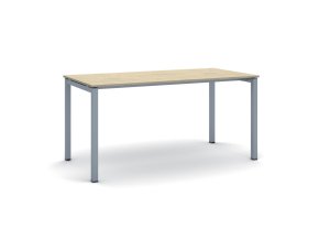 Jednací kancelářský stůl PRIMO SQUARE, 160x80 cm, šedostříbrná podnož, dub přírodní