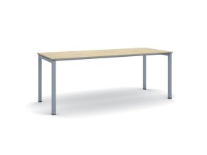 Jednací kancelářský stůl PRIMO SQUARE, 200x80 cm, šedostříbrná podnož, dub přírodní