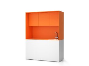 Kuchyňka NIKA se dřezem a baterií 1481 x 600 x 2000 mm, oranžová, pravé