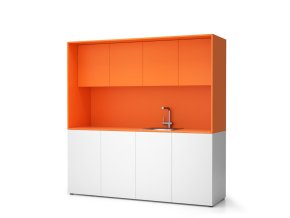 Kuchyňka NIKA se dřezem a baterií 1963 x 600 x 2000 mm, oranžová, pravé