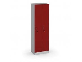 Dřevěná šatní skříňka, 2 oddíly, 1900x600x420 mm, šedá/červená