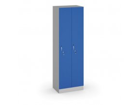 Dřevěná šatní skříňka, 2 oddíly, 1900x600x420 mm, šedá/modrá