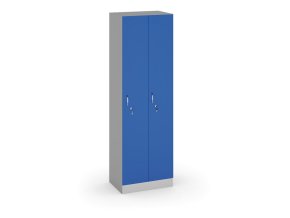drevena satni skrinka 2 oddily 1900 x 600 x 420 mm sokl cylindricky zamek seda modra 17842