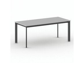 Jednací kancelářský stůl PRIMO INVITATION, 180x80 cm, černá podnož, šedá