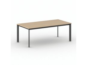 Jednací kancelářský stůl PRIMO INVITATION, 200x100 cm, černá podnož, buk