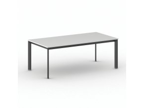 Jednací kancelářský stůl PRIMO INVITATION, 200x100 cm, černá podnož, bílá