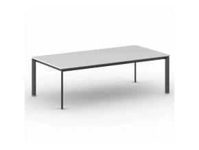 Jednací kancelářský stůl PRIMO INVITATION, 240x120 cm, černá podnož, bílá