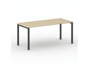 Jednací kancelářský stůl PRIMO SQUARE, 180x80 cm, černá podnož, bříza