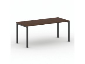 Jednací kancelářský stůl PRIMO SQUARE, 180x80 cm, černá podnož, ořech