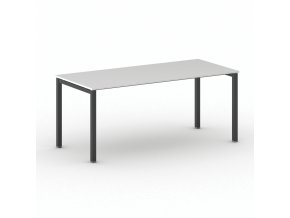 Jednací kancelářský stůl PRIMO SQUARE, 180x80 cm, černá podnož, bílá