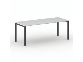 Jednací kancelářský stůl PRIMO SQUARE, 200x80 cm, černá podnož, bílá