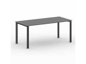 Jednací kancelářský stůl PRIMO INFINITY, 180x90 cm, černá podnož, grafit