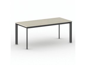 Jednací kancelářský stůl PRIMO INVITATION, 180x80 cm, černá podnož, dub přírodní
