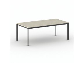 Jednací kancelářský stůl PRIMO INVITATION, 200x100 cm, černá podnož, dub přírodní
