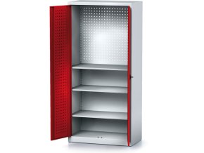 policova dilenska skrin 2 dverova mechanic 3 police 920 x 500 x 1950 mm cervene dvere 17185