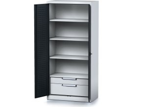 policova dilenska skrin 2 dverova mechanic 3 police 2 zasuvky 920 x 500 x 1950 mm antracitove dvere 17182