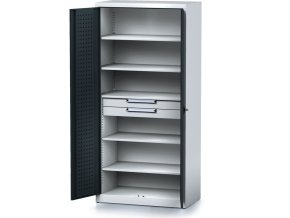 policova dilenska skrin 2 dverova mechanic 5 polic 2 zasuvky 920 x 500 x 1950 mm antracitove dvere 17178