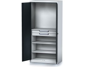 policova dilenska skrin 2 dverova mechanic 2 police 2 zasuvky 920 x 500 x 1950 mm antracitove dvere 17173