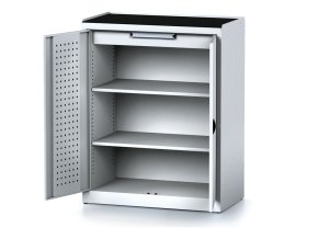 policova dilenska skrin 2 dverova mechanic 2 police 1 zasuvka 920 x 500 x 1170 mm sede dvere 17148