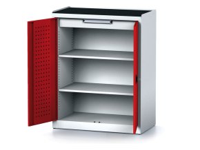 policova dilenska skrin 2 dverova mechanic 2 police 1 zasuvka 920 x 500 x 1170 mm cervene dvere 17039