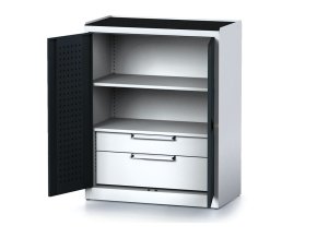 policova dilenska skrin 2 dverova mechanic 1 police 2 zasuvky 920 x 500 x 1170 mm antracitove dvere 17033