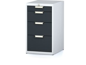 Dílenský zásuvkový box na nářadí MECHANIC, 4 zásuvky, 480 x 600 x 840 mm, antracitové dveře