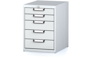 dilensky zasuvkovy box na naradi mechanic 5 zasuvek 480 x 600 x 662 mm sede dvere 18063