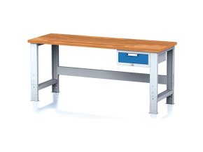 nastavitelny dilensky stul mechanic i zavesny box na naradi 1 zasuvka 2000x685x700 1055 mm modre dvere 23335