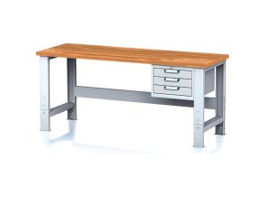 nastavitelny dilensky stul mechanic i zavesny box na naradi 3 zasuvky 2000x685x700 1055 mm sede dvere 23339