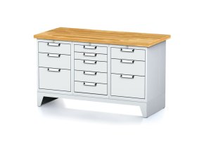 dilensky stul mechanic i 1x 5 zasuvkovy box a 2x 3 zasuvkovy box na naradi 11 zasuvek 1500x685x880 mm sede dvere 17929
