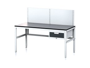 nastavitelny dilensky stul mechanic ii s perfopanelem 1 zasuvkovy box na naradi 1600x700x745 985 mm seda antracit 18020