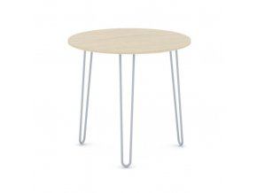 Kulatý jídelní stůl SPIDER, průměr 800 mm, šedo-stříbrná podnož, deska dub přírodní