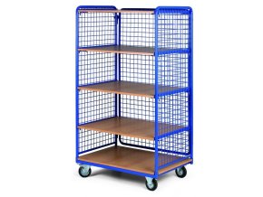 policovy vozik 5 polic 3 bocnice s dratenou vyplni nosnost 400 kg 38021