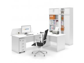 Sestava kancelářského nábytku MIRELLI A+, typ A, nástavba, bílá