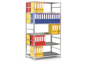 Regál na šanony COMPACT, 2500 x 1000 x 600 mm, šedý, základní