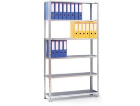 Regál na šanony COMPACT, 2500 x 750 x 300 mm, šedý, základní