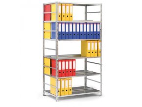 Regál na šanony COMPACT, 2500 x 750 x 600 mm, šedý, základní
