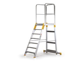 Hliníkový můstek, žebřík s plošinou, jednostranný ALVE FORTE, 7 příček, výška 1,47 m