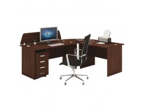 Kancelářský pracovní stůl s kontejnerem MIRELLI A+, typ E, ořech