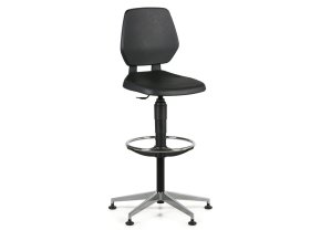 Pracovní židle ALLOY PU, vysoká, kluzáky, černá