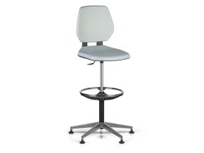 Pracovní židle ALLOY PU, vysoká, kluzáky, šedá