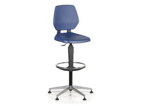 Pracovní židle ALLOY PU, vysoká, kluzáky, modrá