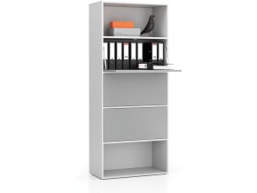 vysoky kancelarsky policovy regal layers 3 boxy 800 x 400 x 1905 mm bila seda 22030